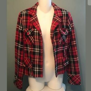 Kamikaze Red Plaid Over Coat Size Small